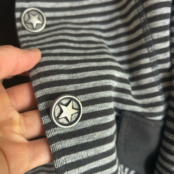 Gray Striped Boho Blazer with Star Detail Size 10 - Picture 4 of 16